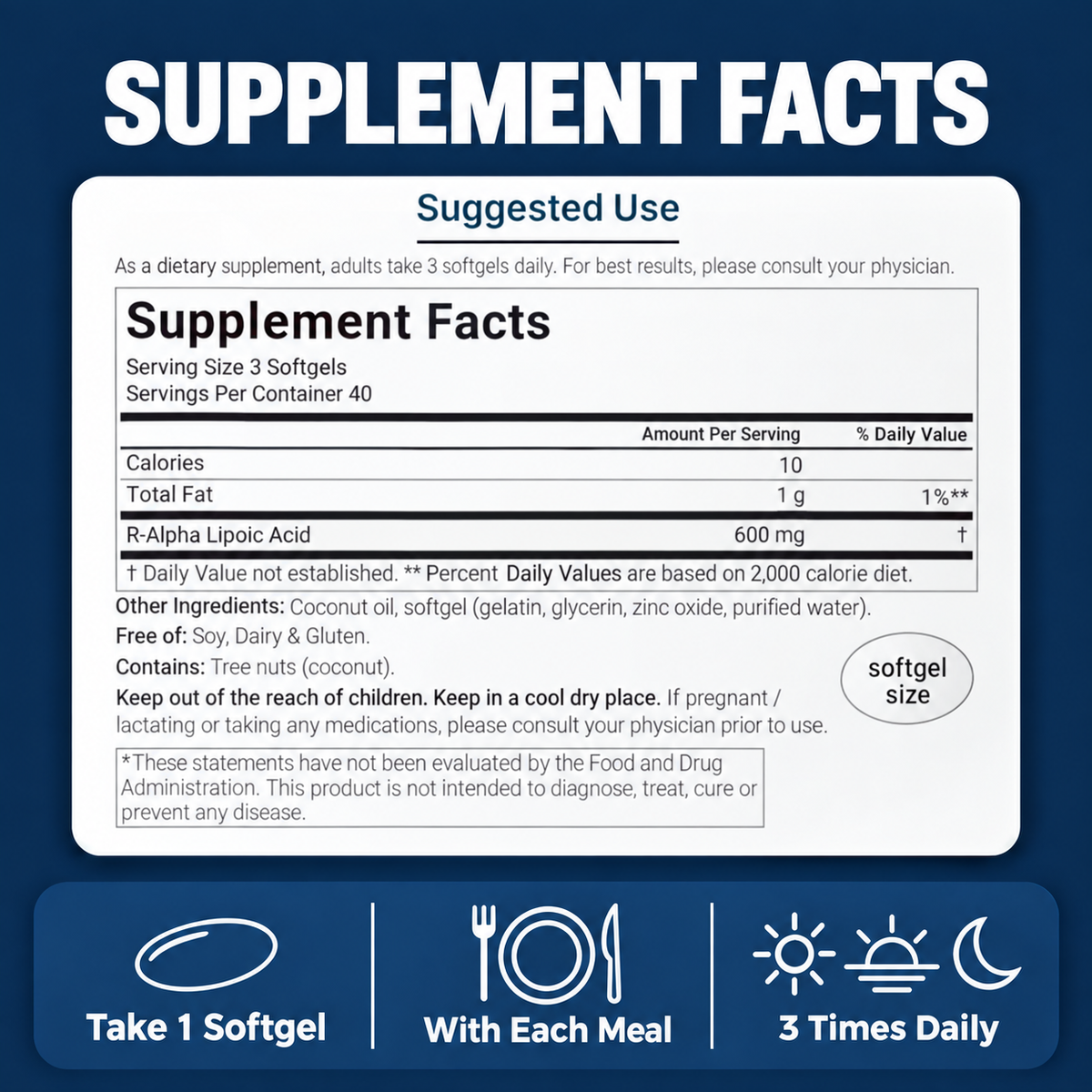 KORE™ R-Alpha Lipoic Acid Softgels – 600mg Pure R-Form